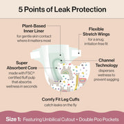 Honest Clean Conscious Baby Diaper, Size 2, Advanced Leak Protection, Plant-Based, Wetness Indicator, Thinner Fit