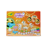 Crayola Scribble Scrubbie Pets Dinosaur Glow Combo Pack, 7 Dinosaur Toys with 8 Washable Markers and Brush, Glow in the Dark, Multi, 747702