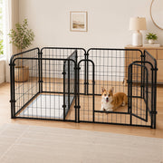JaxSteam Dog Kennel and Playpen with Divider, Black Metal Frame, 7-Panel Indoor Puppy Pen for Small and Medium Dogs, 3 Size Options, 20398271389