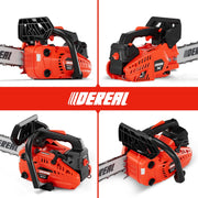 Vetoper 12 in. Gas Chainsaw, 25.4 CC, 1.2 HP, Lightweight One-Hand Operation, Automatic Chain Oiler, Quick Stop Chain Brake, Orange