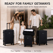 Rosamo 5-Piece Hardshell Expandable Luggage Set with TSA Locks, 20in 24in 28in Spinner Suitcases, Black, Includes Sport Tote Bag