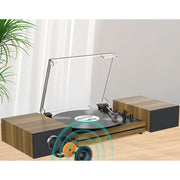 RetroAudio Vinyl Record Player Bluetooth Turntable with External Speakers, Cyan