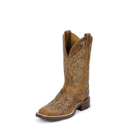 Justin Boots Women's Bent Rail Damiana Western Boots, Cognac Leather, 11-Inch Shaft, Wide Square Toe, 1 3/8-Inch Heel, BRL212-Tan Damian-6 B US