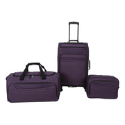 Protege PG-24-3PC2WPUR 3-Piece Purple Softside Luggage Set with 24 in Upright Suitcase, 22 in Duffel and Boarding Tote