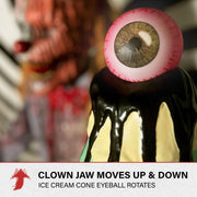 Haunted Hill Farm I Scream Clown Halloween Animatronic, 6.9 Ft Life-Size, Motion-Activated with Lights and Sound, Battery-Powered, Multicolor, Plastic and Polyester, HHSCREAMCLWN-1FLSA