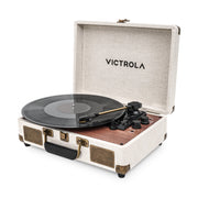 Victrola VSC-680SB-OAK Venture Bluetooth Portable Mid-Century Modern Suitcase Record Player with 3-Speed Turntable & Built-in Speakers, Oak