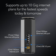 NETGEAR Nighthawk RS600 Tri-Band WiFi 7 Router, 18 Gbps Wireless Speed, 10 Gig Internet Port, Covers 3,300 sq. ft., Supports 150 Devices, Black