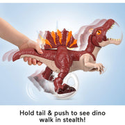 Fisher-Price Imaginext Jurassic World Sprinting Spinosaurus Dinosaur Toy with Trigger-Activated Movement, Realistic Spiny Fin, 9 Inch, Multi