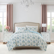 Paris Hilton Coquette Floral Blue 3-Piece Comforter Set, Full/Queen