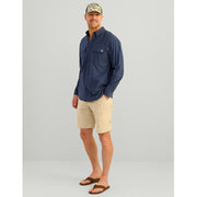 HUK Next Level Men's Long Sleeve Fishing Button-Down Shirt, UPF 50+ Sun Protection, 4-Way Stretch, Moisture-Wicking, Naval Academy, Large, H1500215