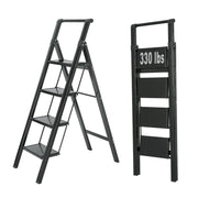 Siavonce XH06859 4 Step Ladder 4 -Step 330-lb Capacity Steel Foldable Step Stool