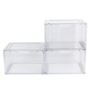 Mainstays 3pack Stackable Clear Glossy Plastic Drop Front Shoe Organizer, Adult Size, 1 Tier-15.1x11.8x9.5inch