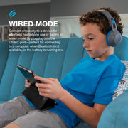 JLab JBuddies Studio 2 Wireless Kids Headphones, Volume Safe, Share Mode, Foldable, Adjustable, Grey Blue