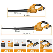 Cshidworld 20V Cordless Leaf Blower with Two 2.0Ah Batteries, 2 Speed Modes, 320 CFM, 165 MPH, Yellow