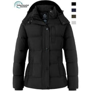 Wantdo Women S Recycled Winter Jacket Padded Winter Coat Recycled Winter Puffer Jacket Black XL