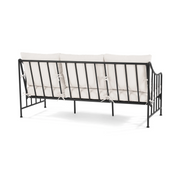 Better Homes & Gardens Aubrey Outdoor Metal Sofa with Weather-Resistant Off-White Cushions, Black Frame