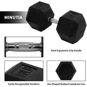 BalanceFrom Rubber Encased Hex Dumbbells, 90 lbs Single, Black