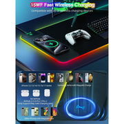 Miroddi Wireless Charging Gaming Mousepad with 15W Fast Charging, Large 31.5 x 11.81 in Black
