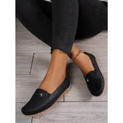 JoyNest Market Womens Slip-On Loafers Lightweight Breathable Casual Moccasins Non-Slip Platform Flats Black