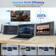 Cihysul 12in Full HD IPS Portable Monitor Laptop Screen Extender with Built-in Stand and 2-in-1 Cable, Silver
