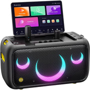 Ikarao Break X1 Karaoke Machine, 13.3-Inch Rotatable HD Touchscreen, 460W Bluetooth Speaker, Dual Self-Charging Wireless Microphones, Portable All-In-One System