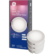 GE Cync Reveal HD+ 3in Smart Undercabinet Puck Lights, Color Changing LED, Adjustable Brightness, Voice and App Control, 3-Pack, 93131317