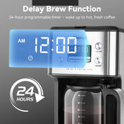 Gevi 14-Cup Programmable Drip Coffee Maker, Stainless Steel Smart Coffee Pot with Touch Control and Automatic Clean, CM9451HA-UL