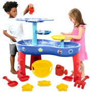 Delta Children Spidey and His Amazing Friends 3-Tier Water Play Table with 9-Piece Toy Set, Blue, TT89081SM-1164