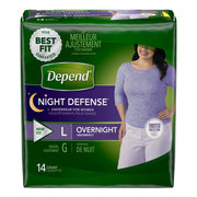 Depend 45599 Night Defense Incontinence Overnight Underwear for Women, L, 14 count