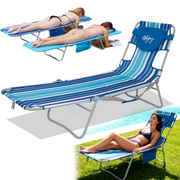 WEJOY Face Down Folding Chaise, 5-Position Adjustable Portable Tanning Chair with Face Arm Hole, Beach Lounge Chair with Removable Pillow, Folding Camping Cot Bed Lawn Camping Pool