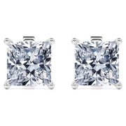 JeenMata RHJGJneprtranmn35 4 Prong - 1 Carat Princess Cut Moissanite - Solitaire Stud Earrings, Silver