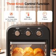 HOMSHADE AF008 Toaster Oven Air Fryer Combo, 5-in-1 Convection Oven with 1300W, 15QT Capacity, Black