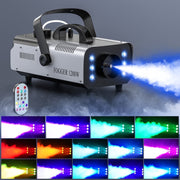 Wondnuga ZQ10016 Fog Machine, 1200W Heating, RGB LED Lights, Wireless Remote, 1L Tank, Indoor Outdoor Use