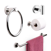 MARMOLUX ACC Bathroom Hardware Set, 4-Piece SUS 304 Stainless Steel Towel Racks with Polished Chrome Mirror Finish, Hand Towel Ring, Toilet Paper Holder, Towel Hook, Towel Bar, MA-S911-4PC