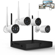TOPVISION JQ6026HEC Security Camera System Wireless, 8CH 3MP NVR Home Security System, 4pcs 1080P Wifi IP Security Surveillance Cameras with Full Color Night Vision,