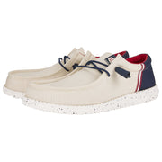 HEYDUDE Wally Funk Americana Canvas Shoes for Men - Off White - 10M