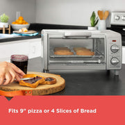 Black+Decker Crisp N Bake Air Fry 4-Slice Toaster Oven, 1150 Watts, 5 Cooking Functions, Gray, TO1785SG