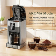 LINKChef Drip Coffee Maker, 12-Cup Programmable, Glass Carafe, 12-Hour Auto Brew Timer, Keep Warm Plate, Black