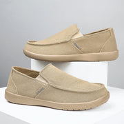 Classic 14110 Men's Casual Canvas Loafers, Breathable Slip-On Flats, Beige, 11