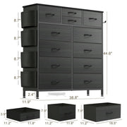 GIKPAL HI1381_01 Dressers for Bedroom of 12 Drawers Black Dresser Chest