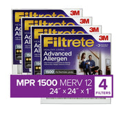 3M 2012DC-4 Filtrete 24x24x1 HVAC Furnace Air Filter, MPR 1500 MERV 12, Allergen, Bacteria, Virus, 4 Pack