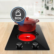 VBGK K20033 Electric Cooktop 2 Burner 12 Inch 2000W Electric Burner Countertop and Built-in Hot Plate