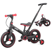 JMMD 6-in-1 Toddler Bike with Adjustable Seat, Handbrake, Alloy Steel Frame, All-Terrain EVA Wheels, Foldable Design, Black, S900Black