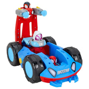 Jazwares Marvel Team Spidey Flip and Reveal Caravan Cruiser Vehicle with Lights and Sounds, Includes Spidey, Ghost-Spider, Spin, Ages 3 and Up