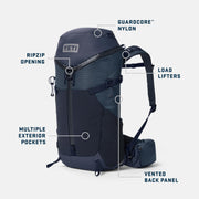 Yeti Mens Skala Hiking Daypack, Lightweight AlumaLite Frame, Water-Resistant Guardcore Nylon, RipZip Access, Adjustable Harness, 32L, Classic Navy, Large/Extra Large, 26010000686