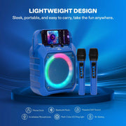 JOYC Mic Drop Karaoke Machine with 2 Wireless Mics & RGB Lights, Blue - High Quality