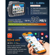 ROVE R2-4K DUAL Dash Cam Front and Rear, STARVIS 2 Sensor, FREE 128GB Card Included, 5G WiFi - up to 20MB/s Fastest Download Speed with App, 4K 2160P/FHD Dash Camera for Cars, 3