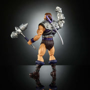 Mattel Masters of the Universe Masterverse New Eternia Fisto 7-Inch Action Figure with 30 Points of Articulation, Interchangeable Heads, Removable Chest Armor, Two-Headed Metallic Hammer JBP76