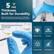 KLIZZA Blue Nitrile Disposable Gloves, Latex-Free, Powder-Free, Food-Grade, Textured Fingertips, Small, 1000 Count