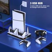 Beboncool PS5 Cooling Fan Stand with Dual Turbo Fans, Dual Fast Controller Charger, White, S5000